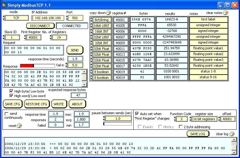 MODBUS TCP TEST_Simply Modbus - Data Communication Test Software ...