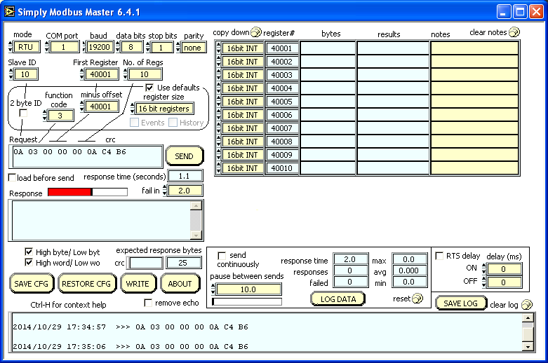 RTU Master Tool - Main Window Screenshot