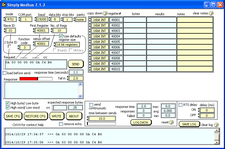 RTU Master Tool - Main Window Screenshot