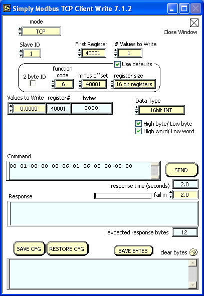 TCP Client Tool - Write Window Screenshot